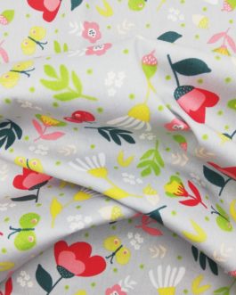 Webware Poplin Flowers grau