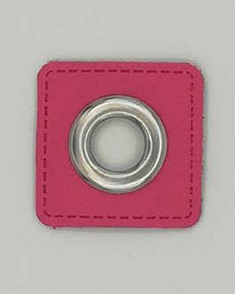 Ösen-Patch Quadrat pink / silber