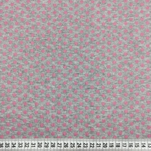 Strick-Bündchen Schlauchware rosa Punkte auf grau meliert - Image 2