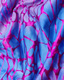 Folienjersey Batik-Style blau-pink